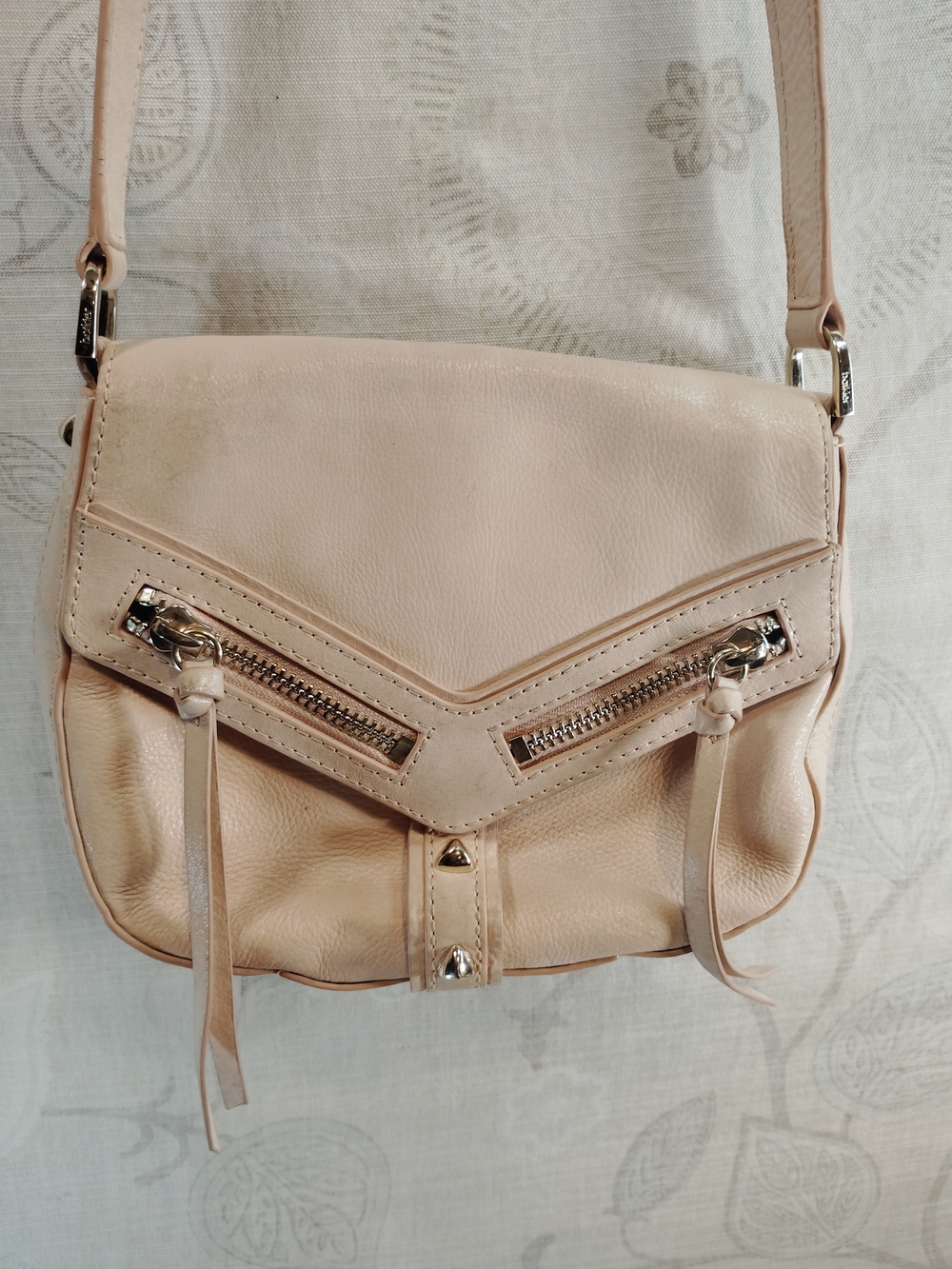 Botkier Blush Pink Leather Crossbody with Zip Accents